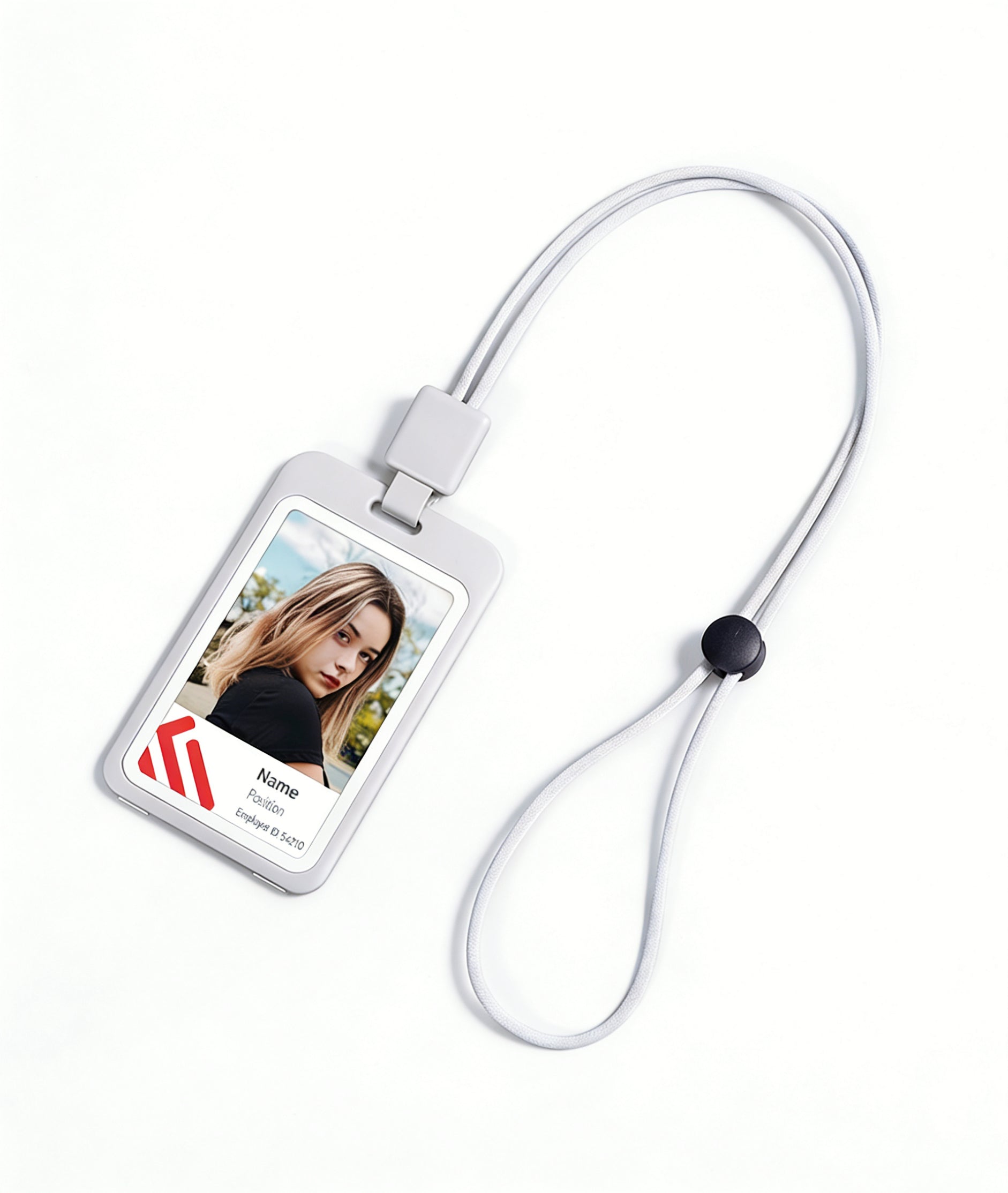 Vertical ID Card Holder with Custom Retractable Lanyard - Double Sided Transparent Badge Holder
