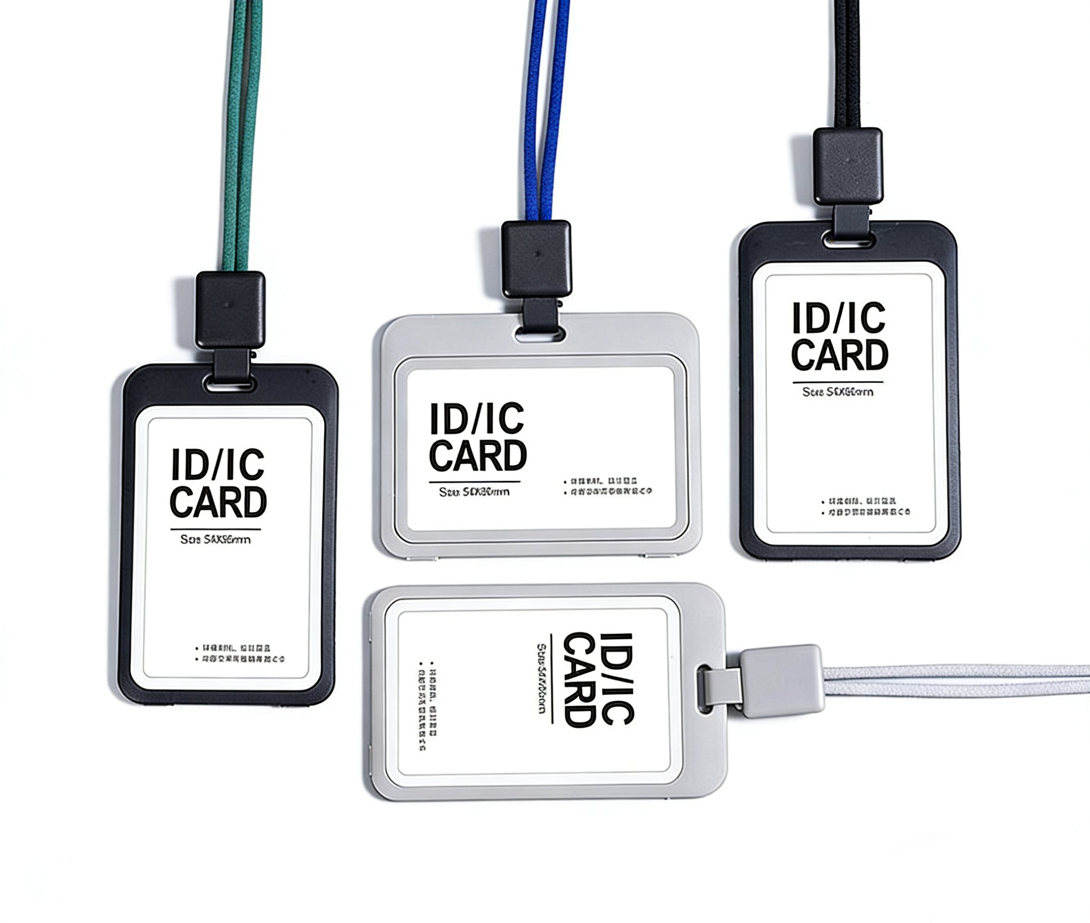 Vertical ID Card Holder with Custom Retractable Lanyard - Double Sided Transparent Badge Holder